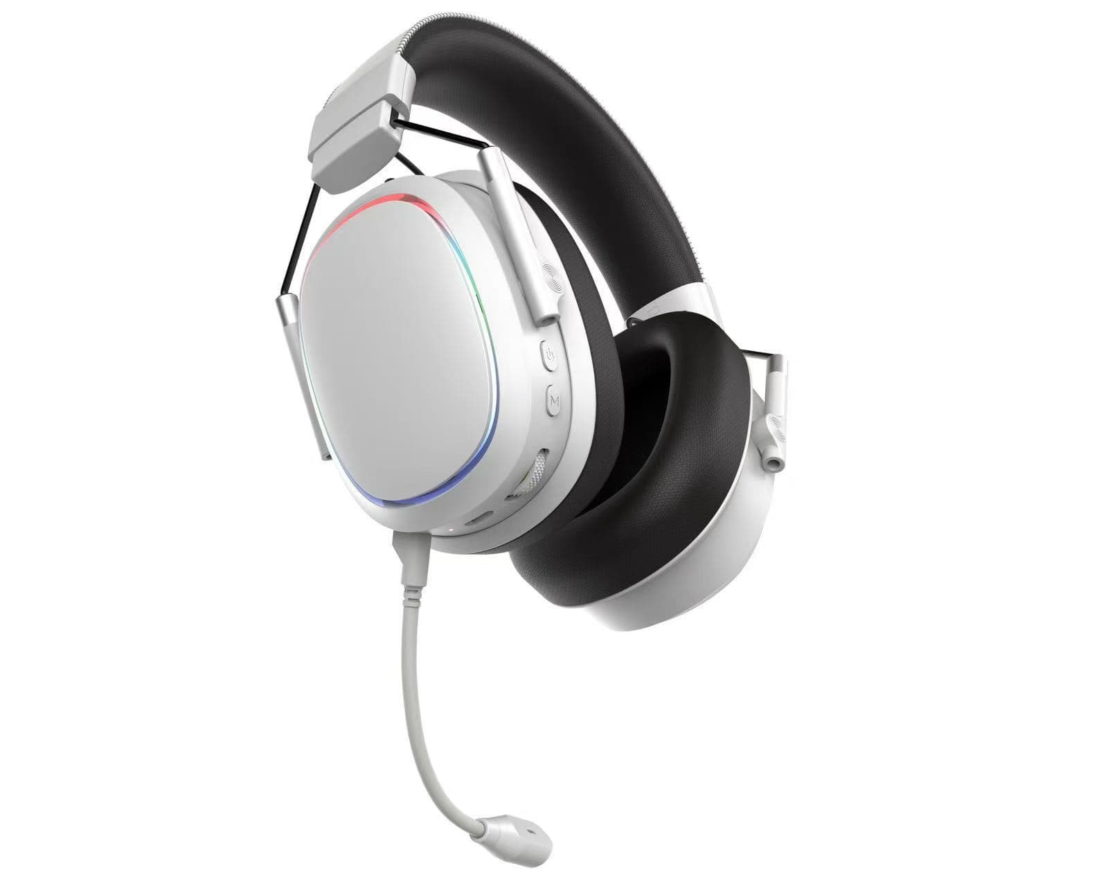 G946 USA OEM gaming headset case study white RGB headset with boom microphone view