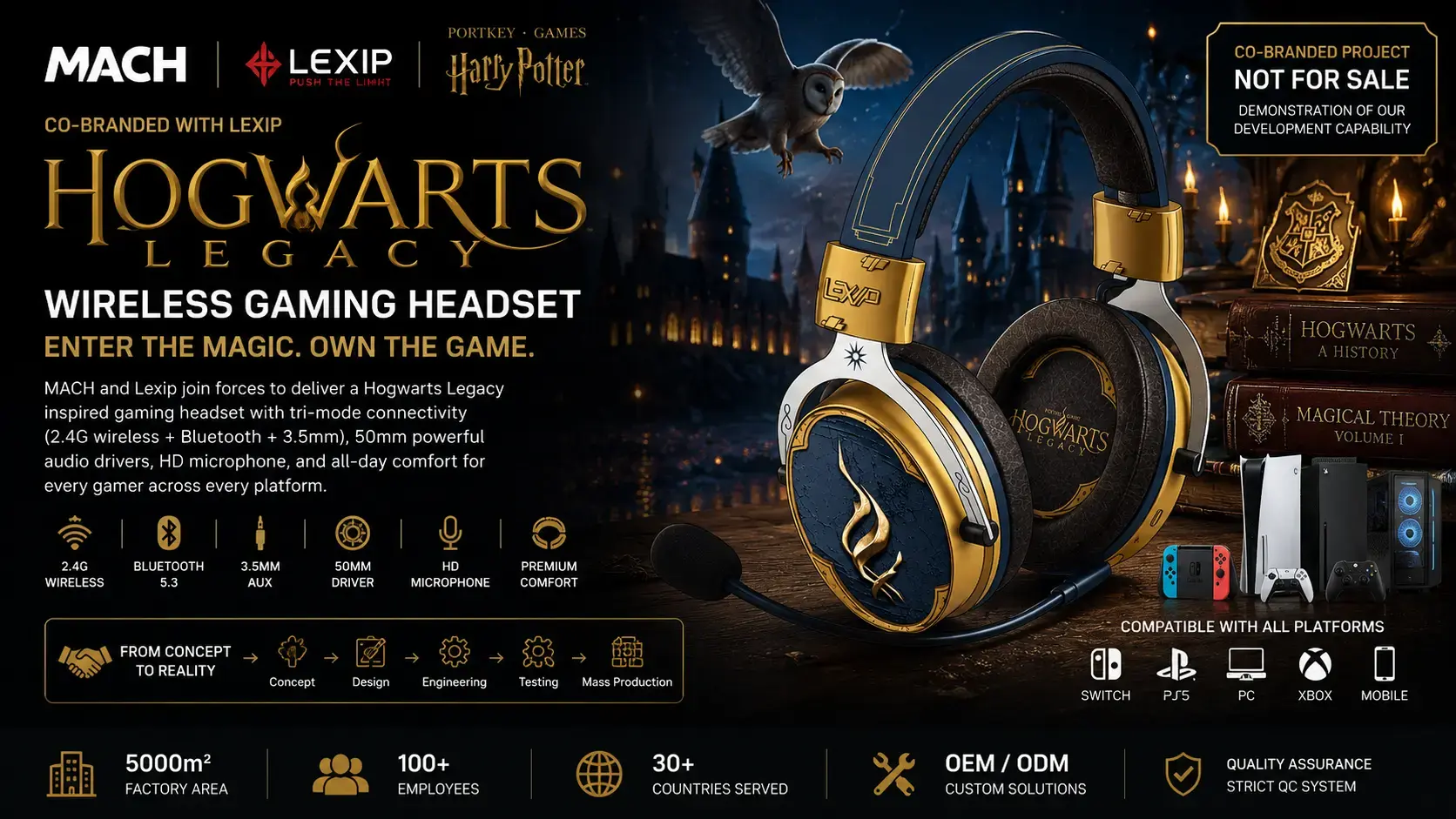 HOG France OEM tri-mode wireless gaming headset case study hero image for licensed theme private label gaming headset
