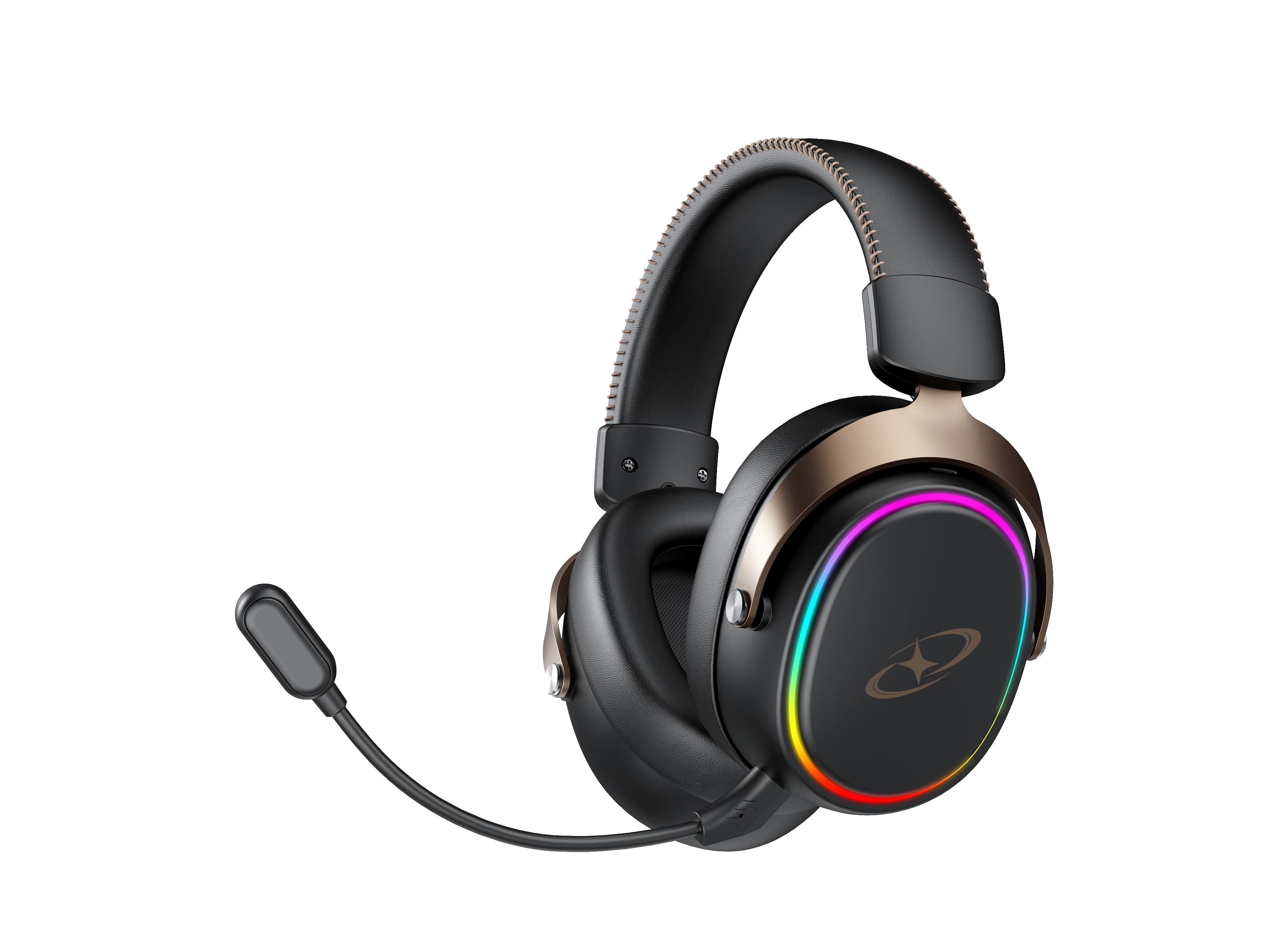 G950 wireless gaming headset sample with metallic customer logo and RGB earcup lighting