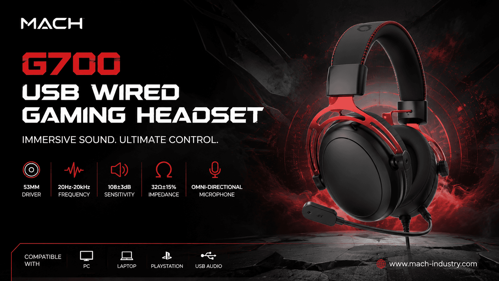 G700 USB + 3.5mm Wired Gaming Headset