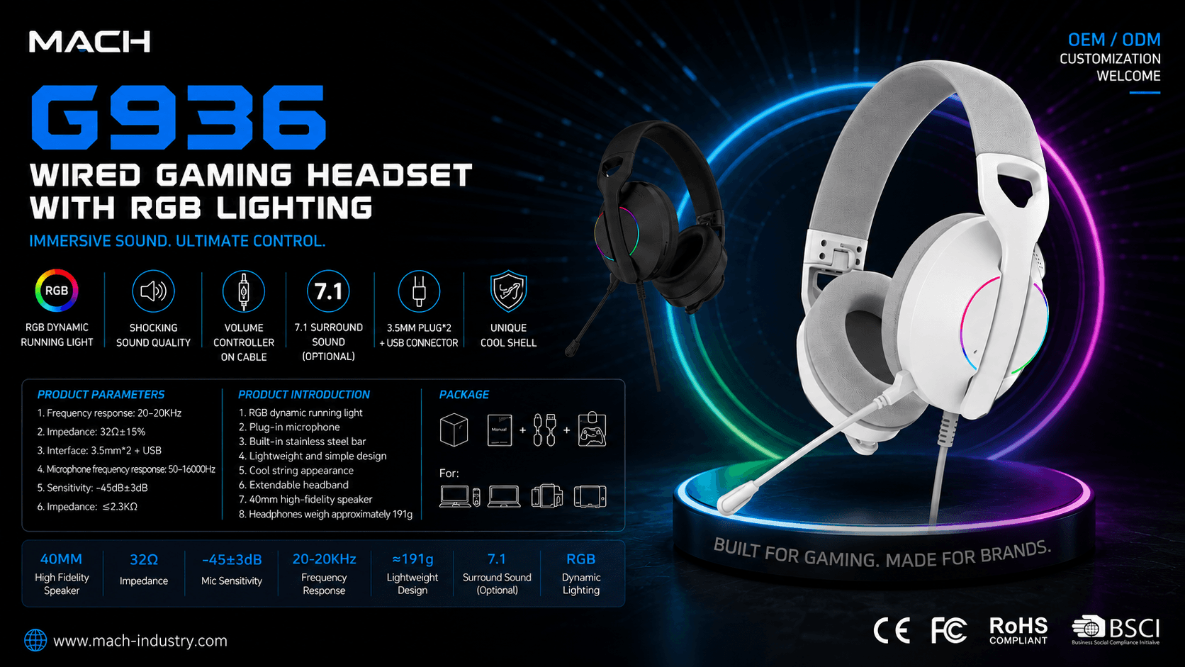 G936 Wired Gaming Headset With 3.5mm Jack + USB