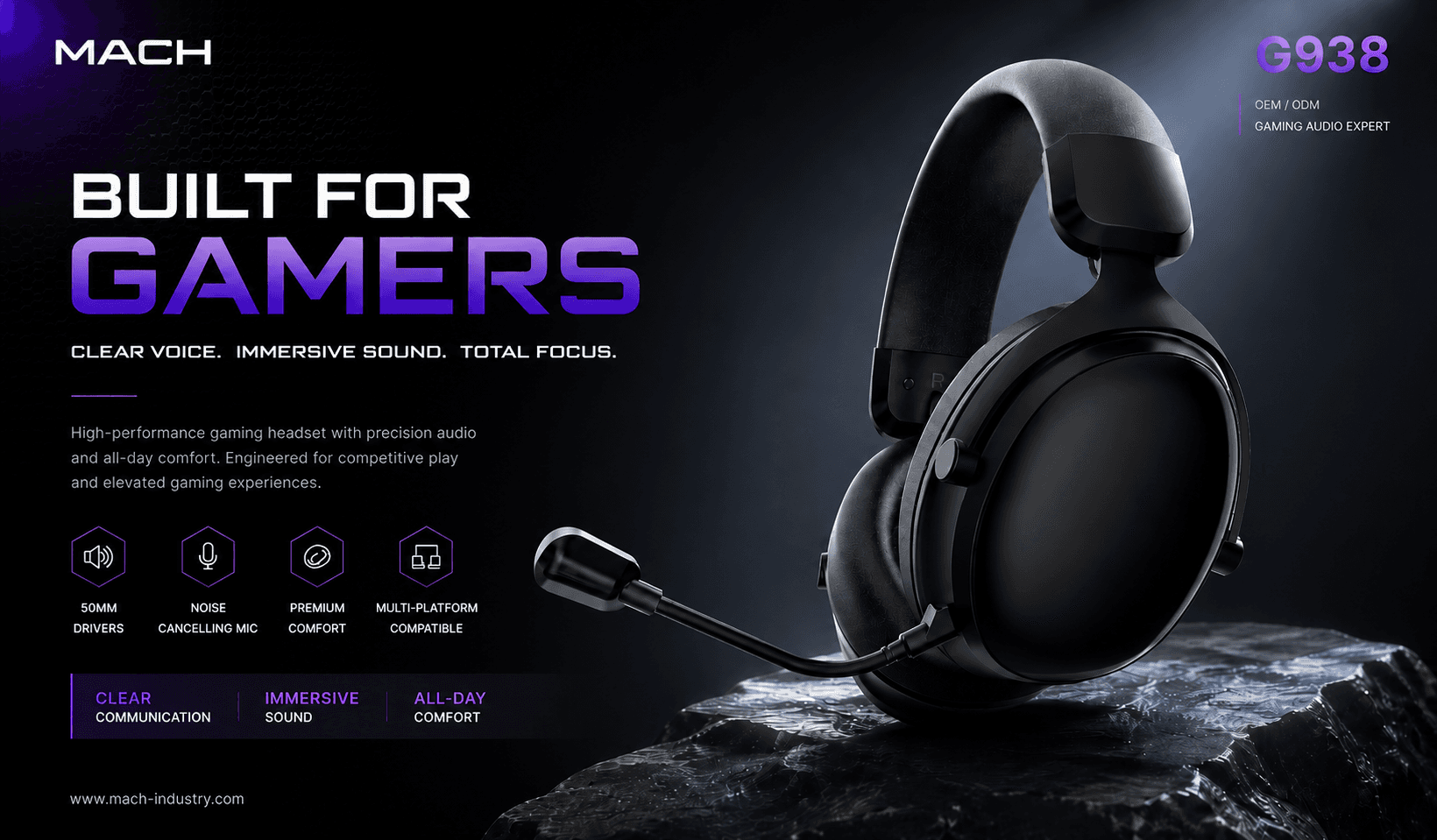 G938 Wireless Gaming Headset OEM ODM product platform