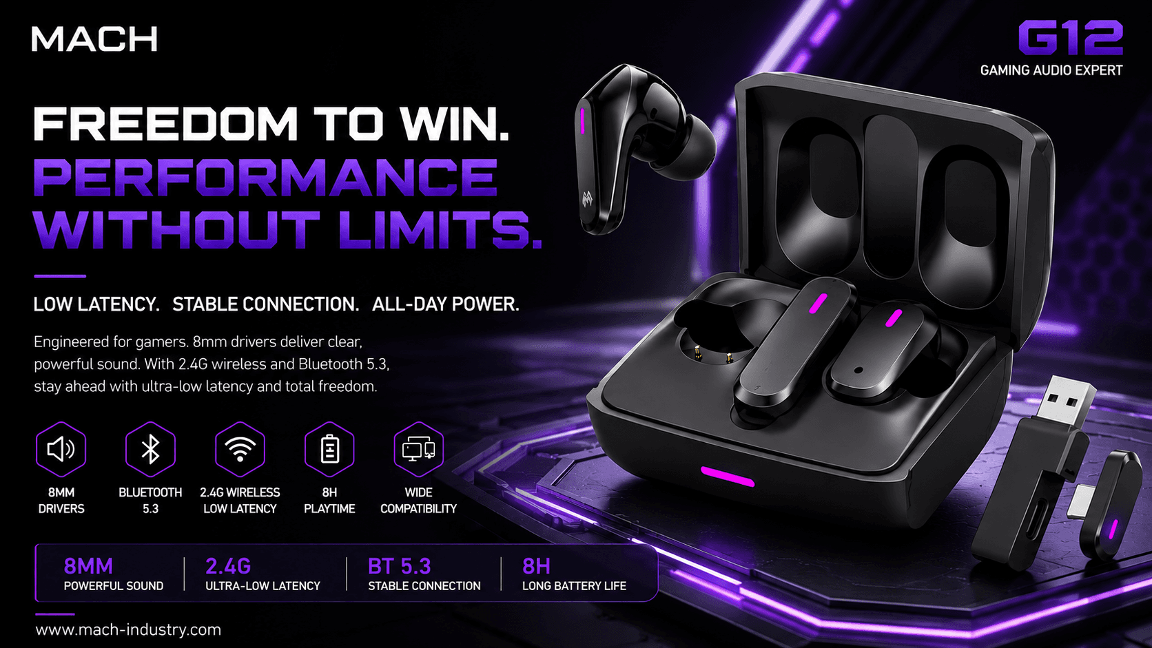 G12 2.4G Wireless Gaming Earbuds