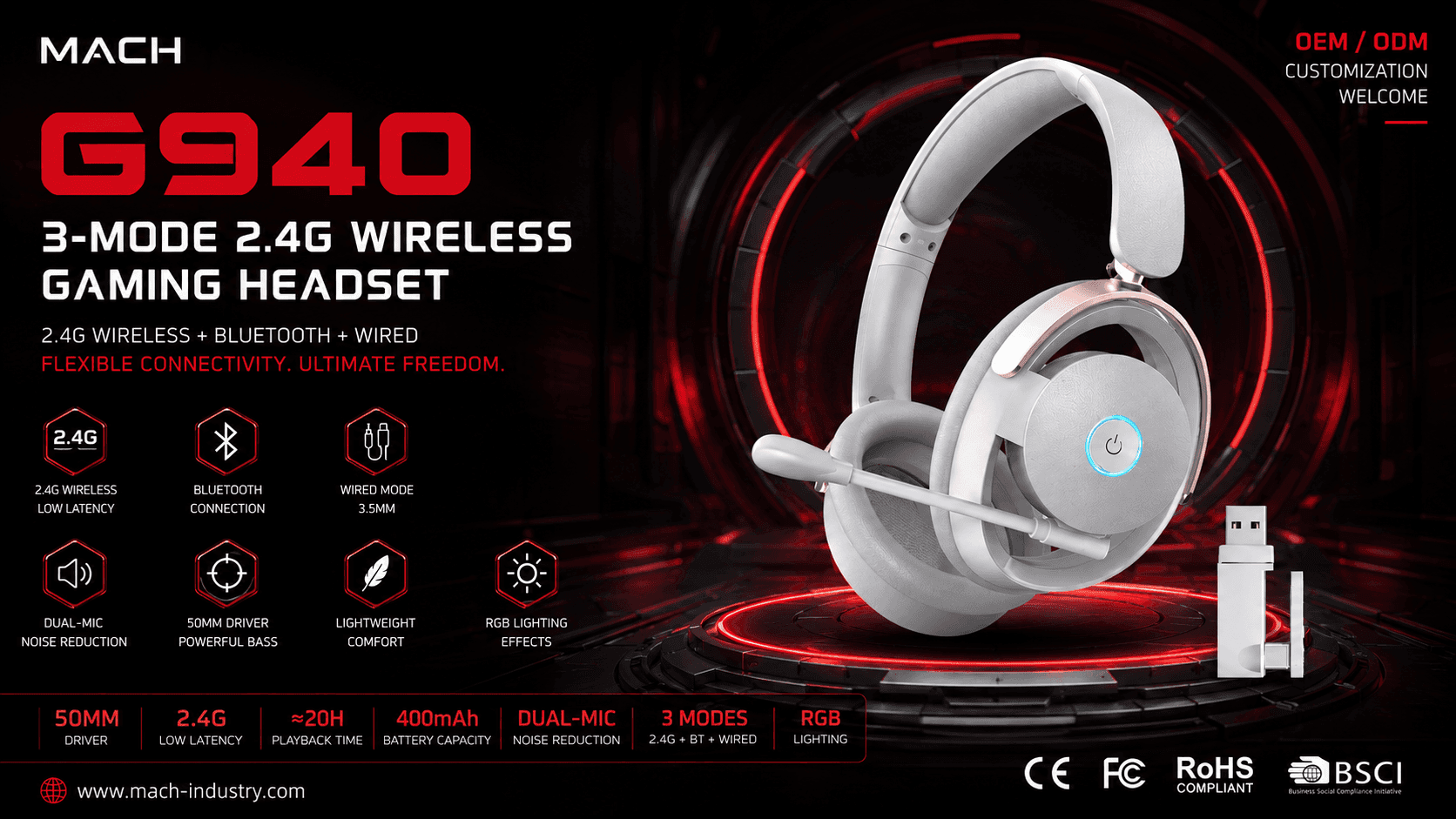 G940 Private Label 2.4G Gaming Headset