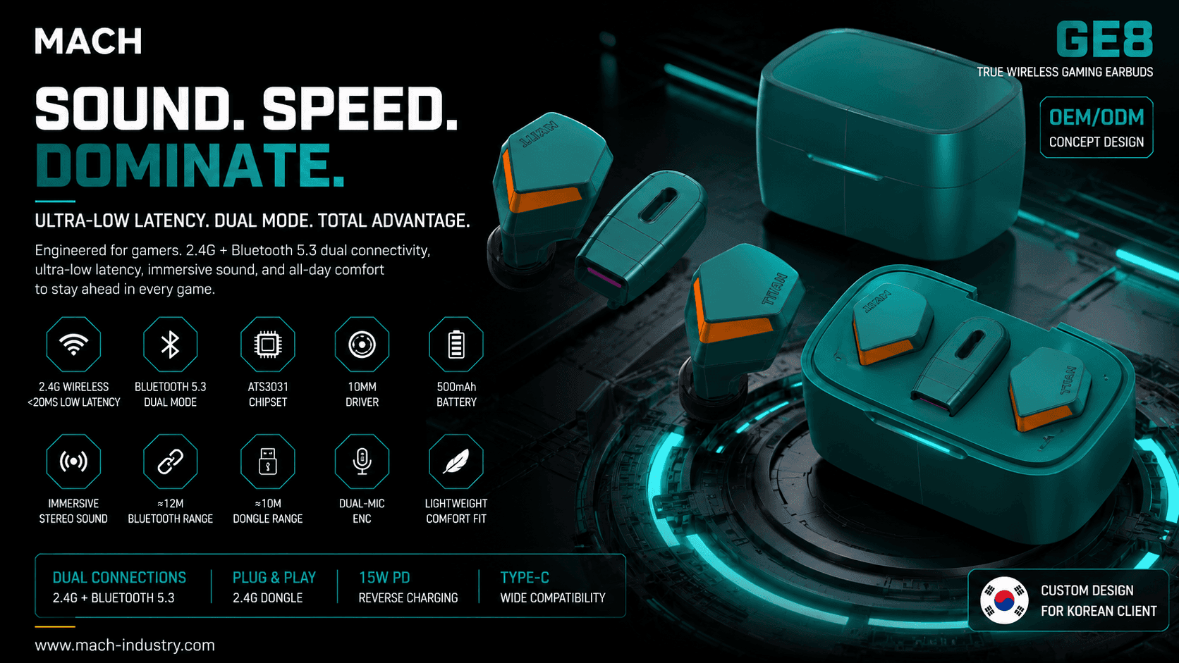 GE8 Custom Gaming Earbuds OEM ODM product platform