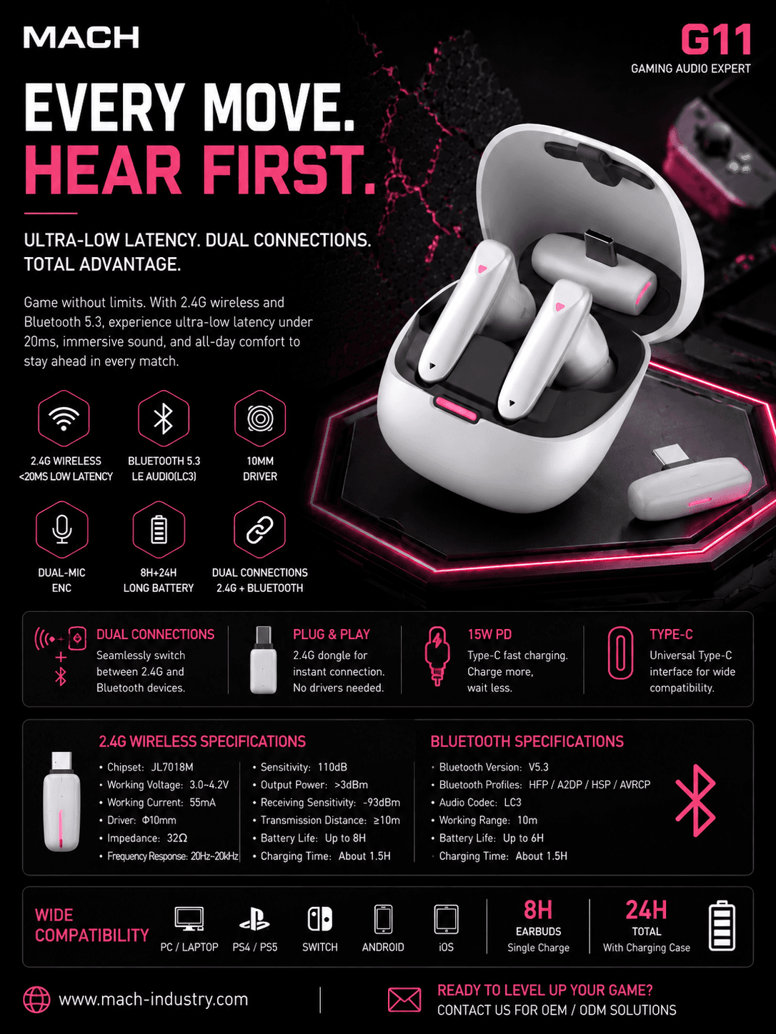 G11 RGB Gaming Earbuds OEM ODM Gaming Audio Manufacturer