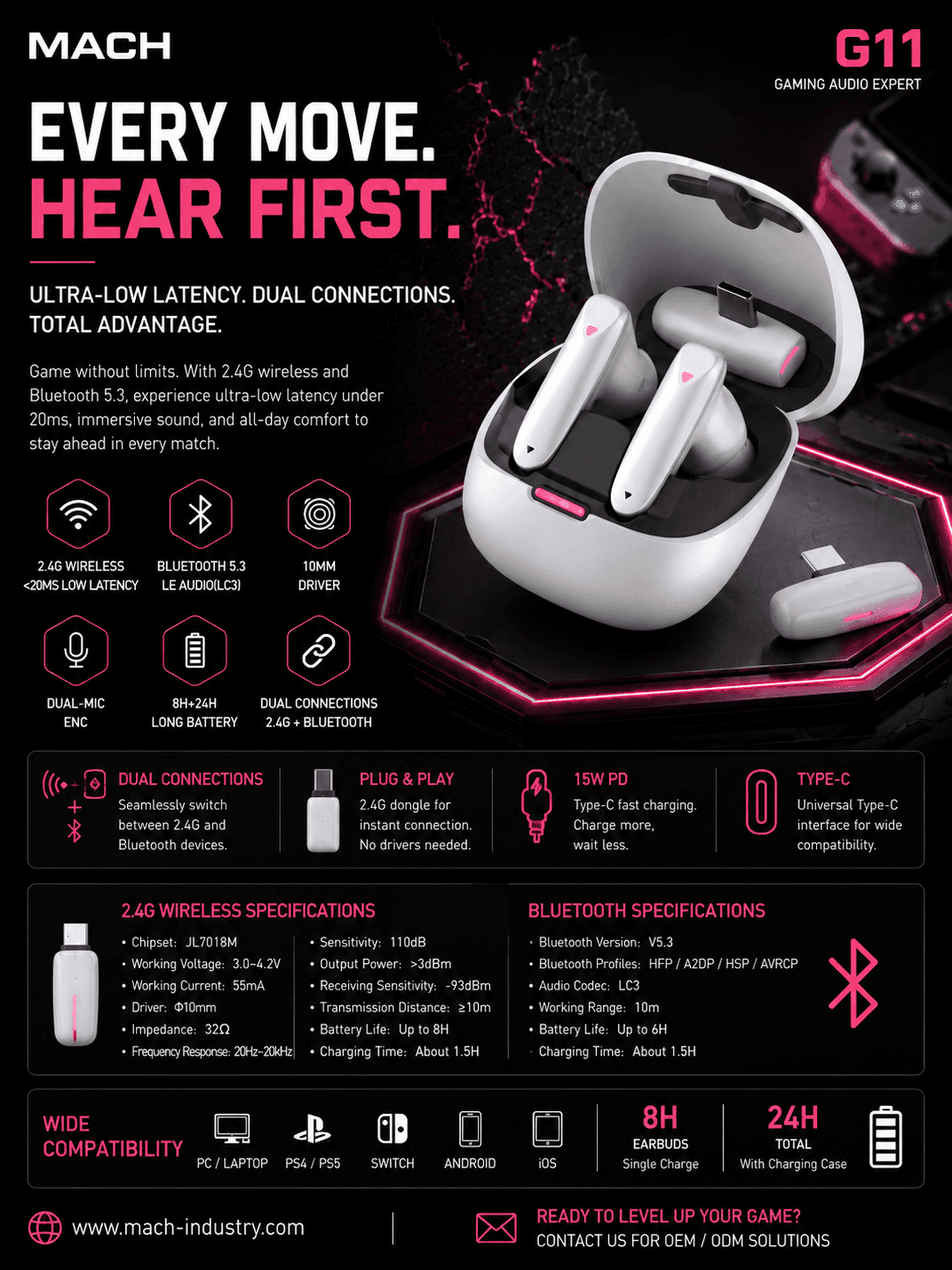 G11 RGB Gaming Earbuds OEM ODM Gaming Audio Manufacturer