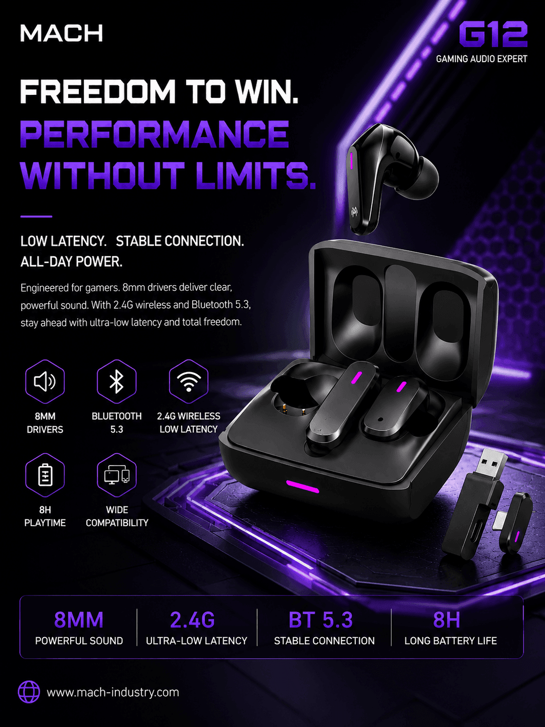 G12 2.4G Wireless Gaming Earbuds OEM ODM Manufacturer