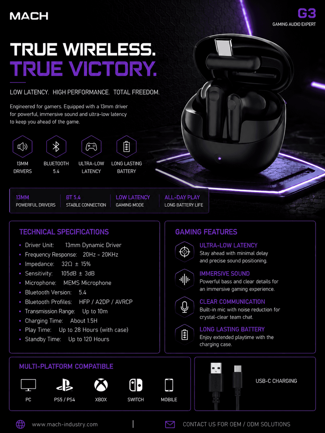 G3 RGB Wireless Gaming Earbuds OEM ODM Gaming Audio Manufacturer