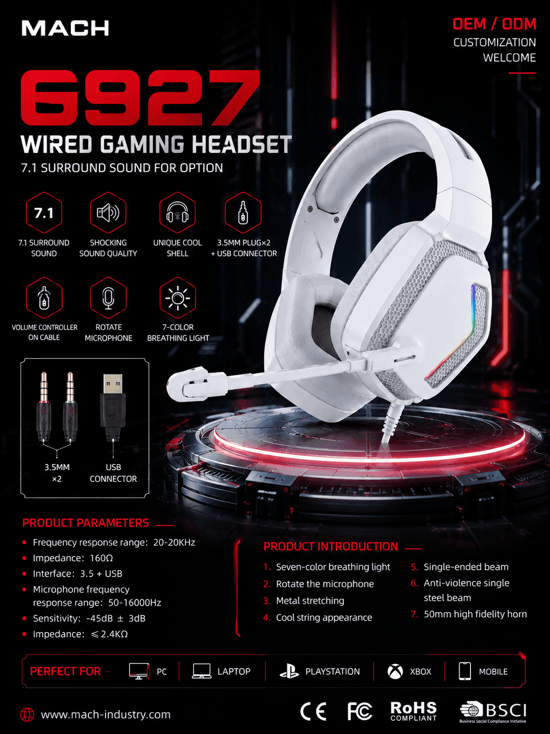 G927 3.5mm USB wired gaming headset hero image