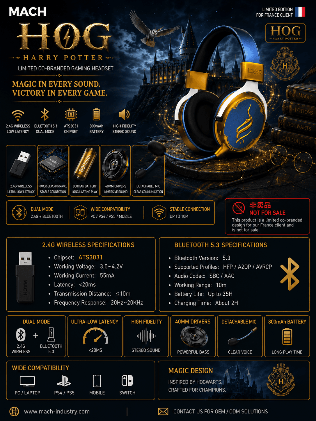 HOG Co-Branded Gaming Headset Concept OEM ODM Gaming Audio Manufacturer
