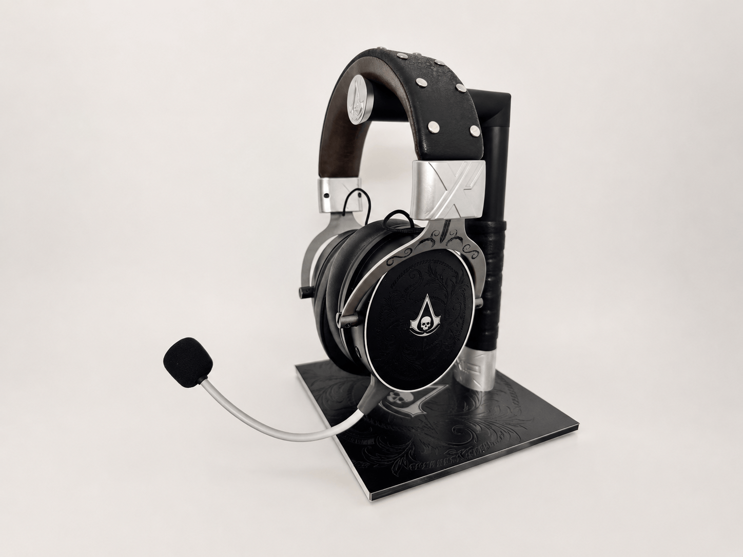 Black Flag distressed-finish gaming headset angle view for assembled CMF approval
