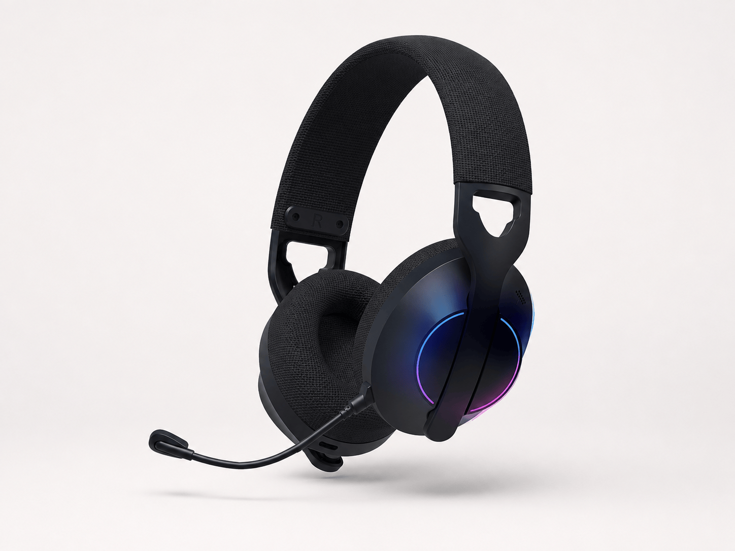 BTH 500 Korea OEM lightweight triple-mode gaming headset angle view with RGB lighting