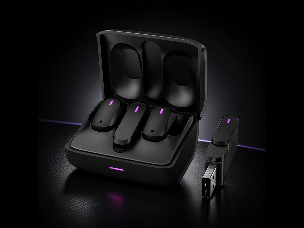 G12 2.4GHz dongle wireless gaming earbuds with Bluetooth 5.3