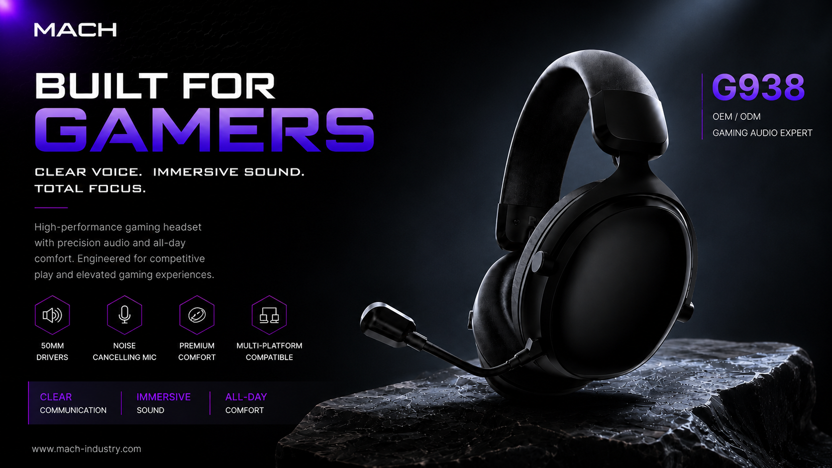 G938 BK black wireless gaming headset OEM configuration reference